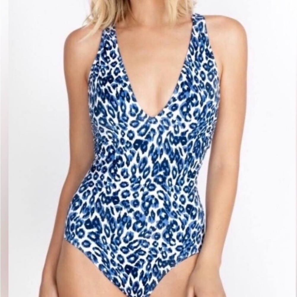Johnny‎ Was Calme Cross Back One Piece - Blue Multicolor Adorable Swimsuit!